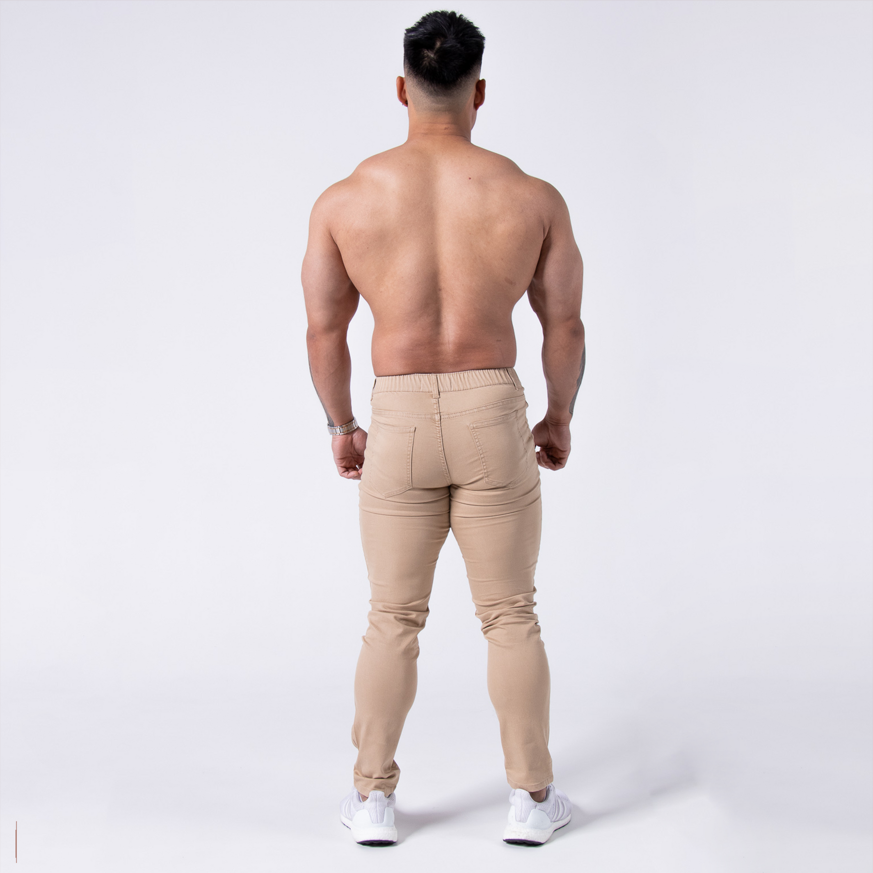 Straight Cut Stretch Jeans - Sand Beige