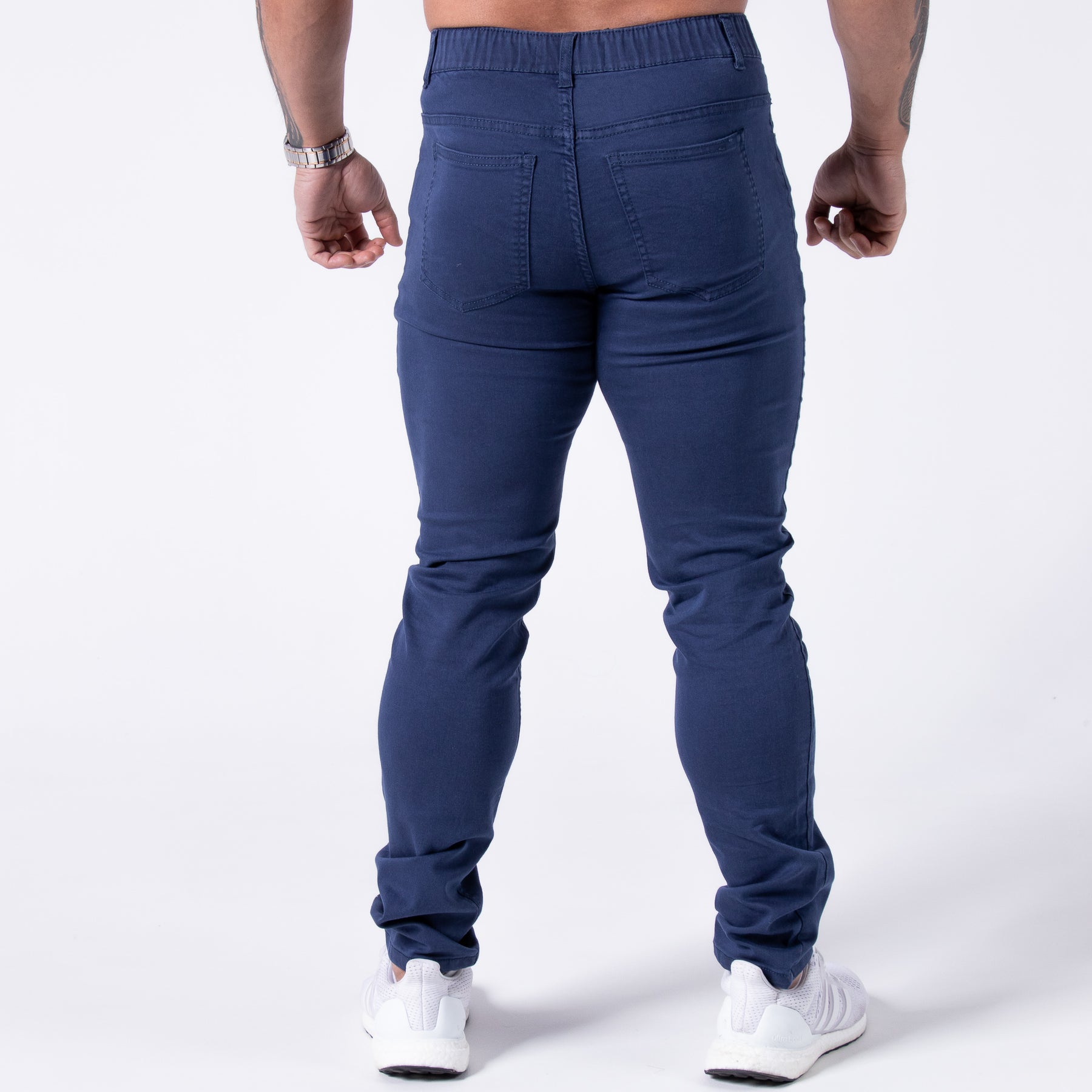 Straight Cut Stretch Jeans - Navy Blue