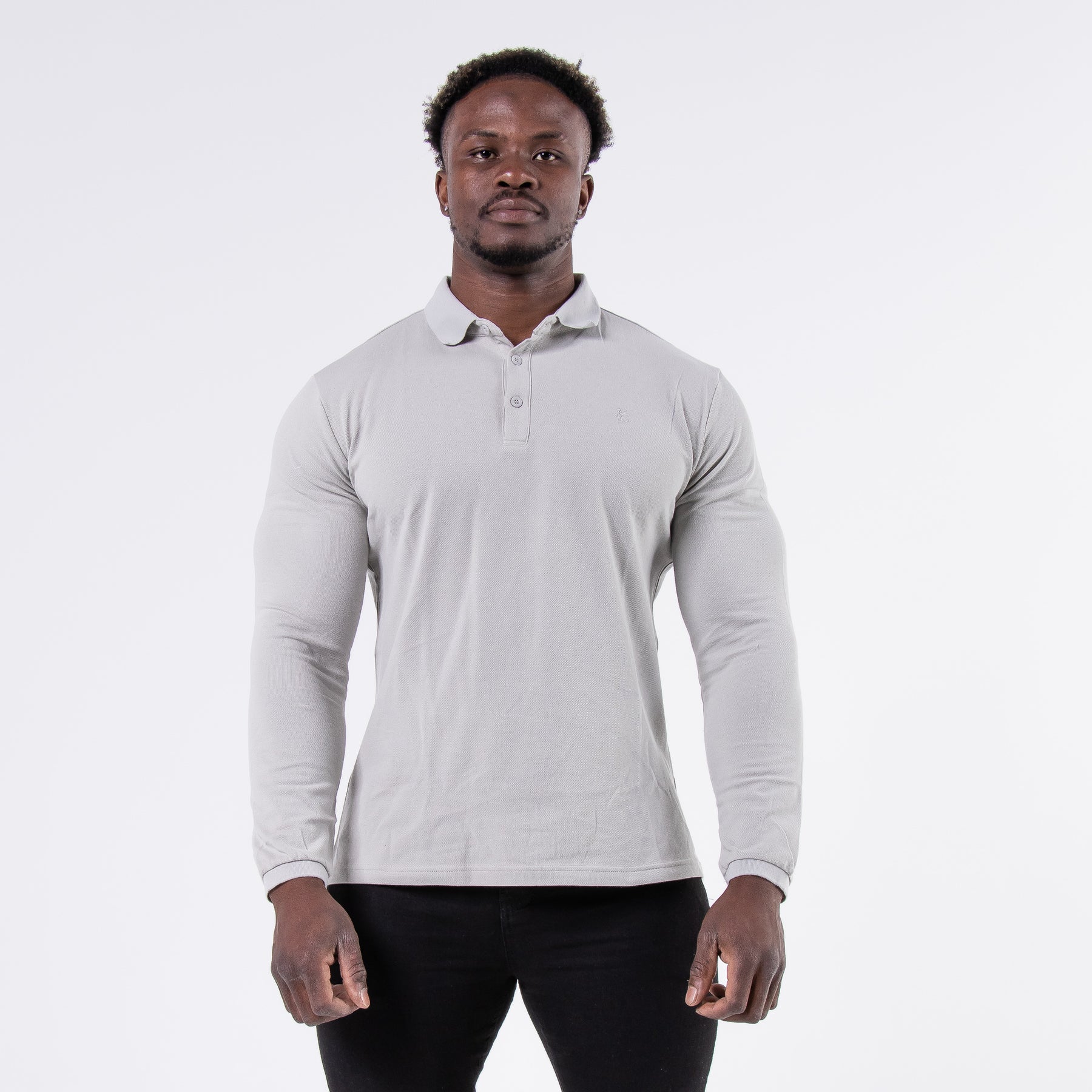 Essential Long Sleeve Polo Shirt - Grey