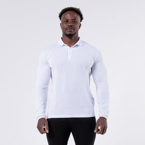 Essential Long Sleeve Polo Shirt - White