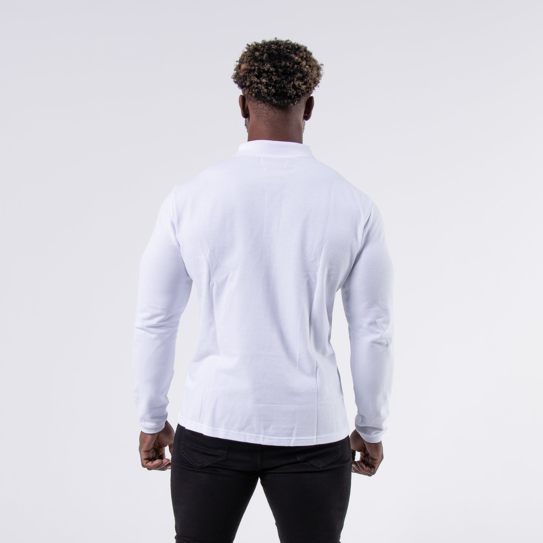 Essential Long Sleeve Polo Shirt - White