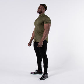 Men's Muscle Fit Short Sleeve Shirt V2 - Olive Green