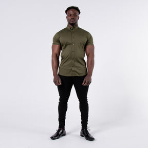 Men's Muscle Fit Short Sleeve Shirt V2 - Olive Green