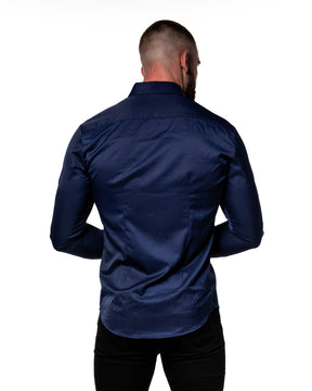 Premium Long Sleeve Muscle Fit Shirt - Ultramarine Blue