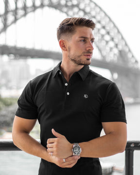 Men's Essential Midnight Black Muscle Fit Polo Shirt