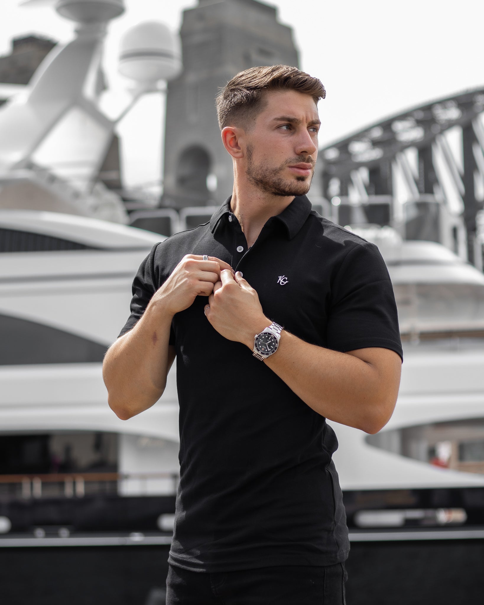 Men's Essential Midnight Black Muscle Fit Polo Shirt