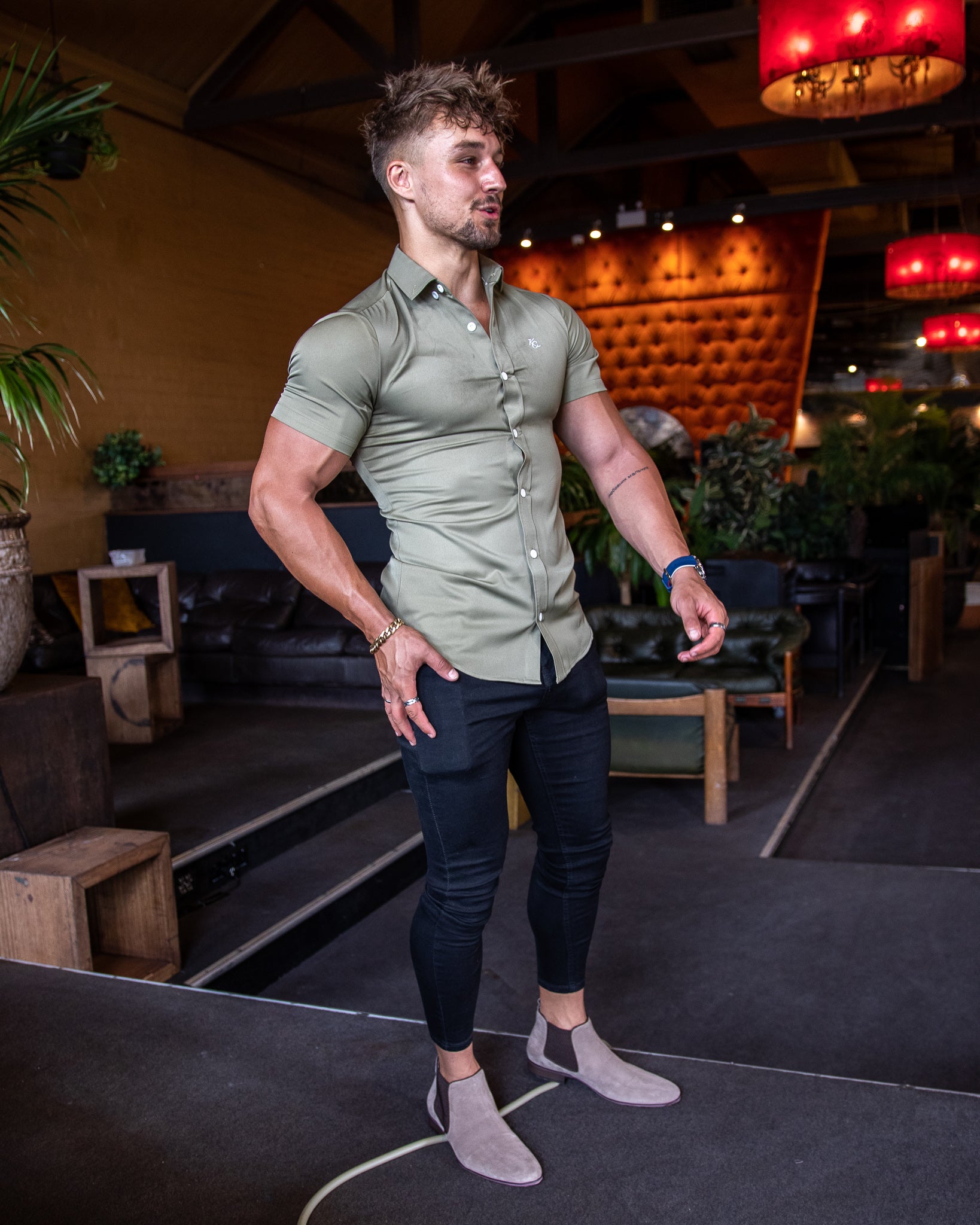 Men's Muscle Fit Short Sleeve Shirt - Envy Green