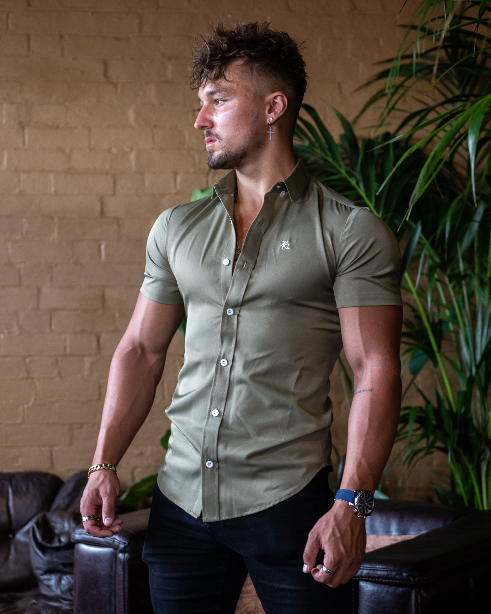 Men's Muscle Fit Short Sleeve Shirt - Envy Green