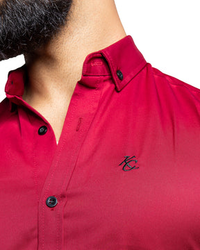 Muscle Fit Premium Long Sleeve Shirt - Vermilion Red