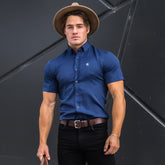 Men's Muscle Fit Short Sleeve Shirt - Blue Element