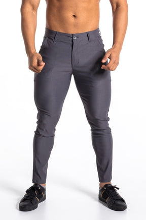 KCC Men's Premium Formal Check Pants - Full Grey