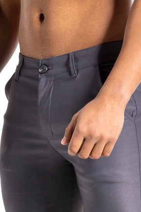 KCC Men's Premium Formal Check Pants - Full Grey